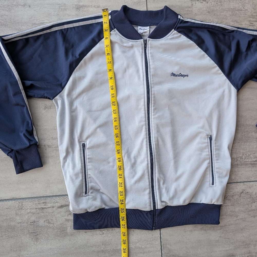 Vintage MacGregor Navy Grey Full Zip Lightweight Colorblock Track Jacket Mens XL - Picture 3 of 8